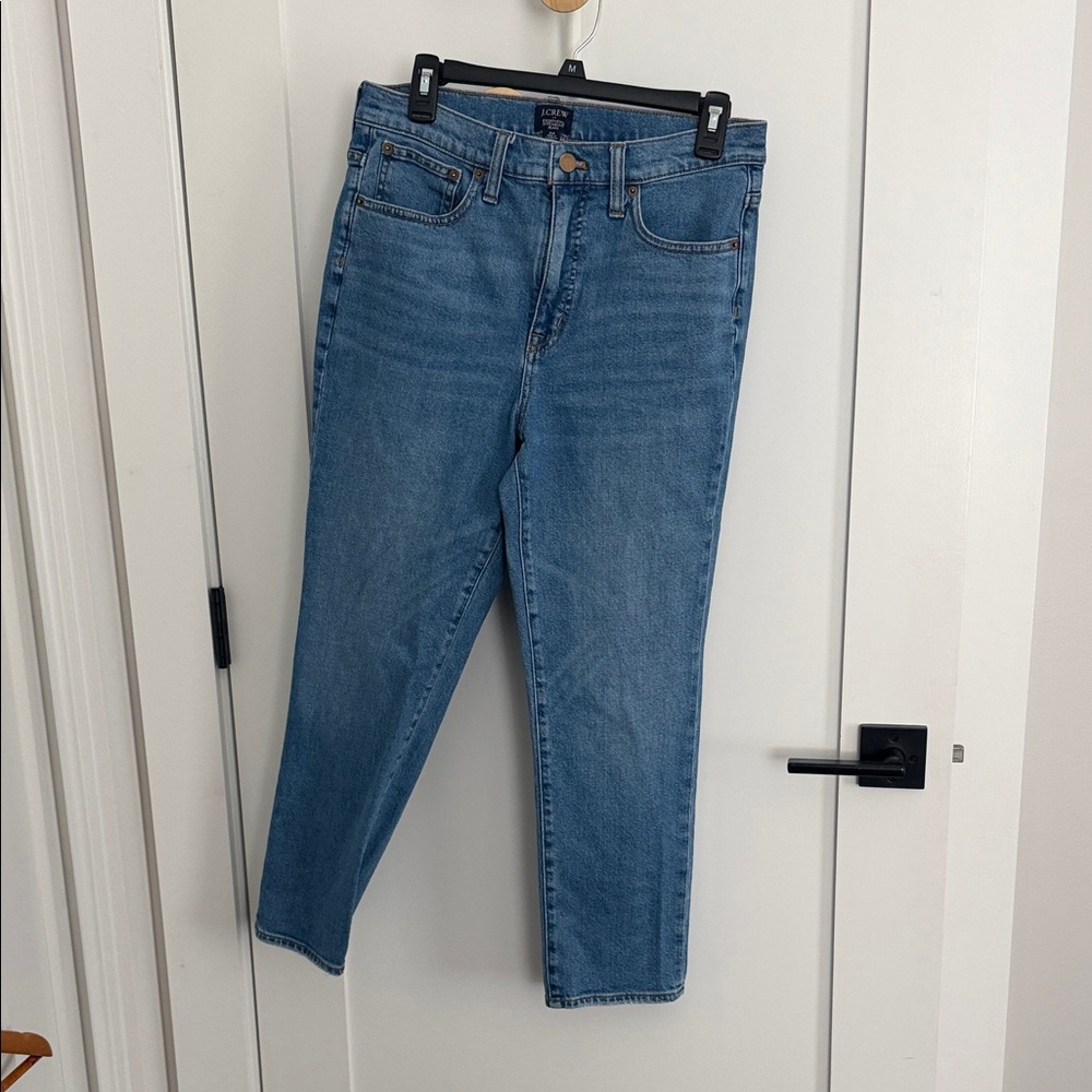 J. Crew Women's Straight Leg Jeans in Mid Blue